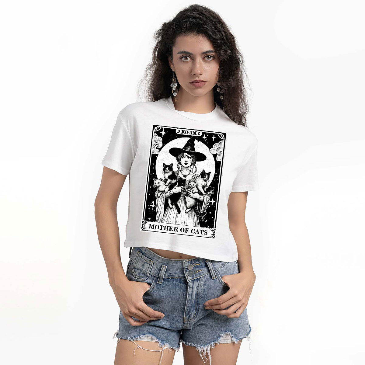 Purplehecate The Mother of Cats Tarot Crop T-Shirt