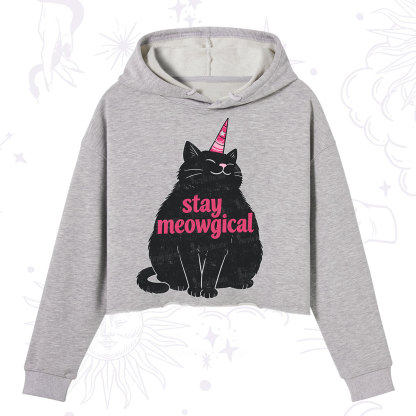 Purplehecate Stay Meowgical Crop Hoodie