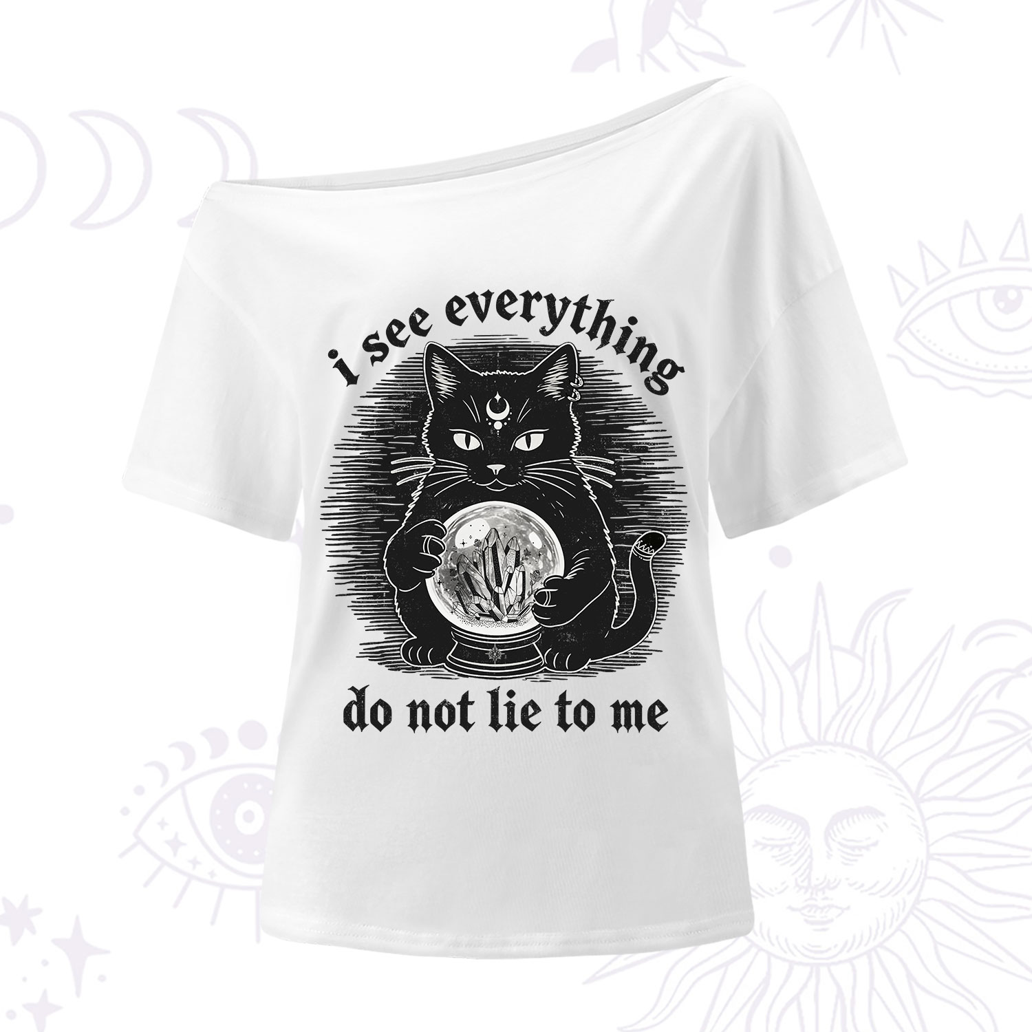 Purplehecate All Seeing Cat One Shoulder T-Shirt