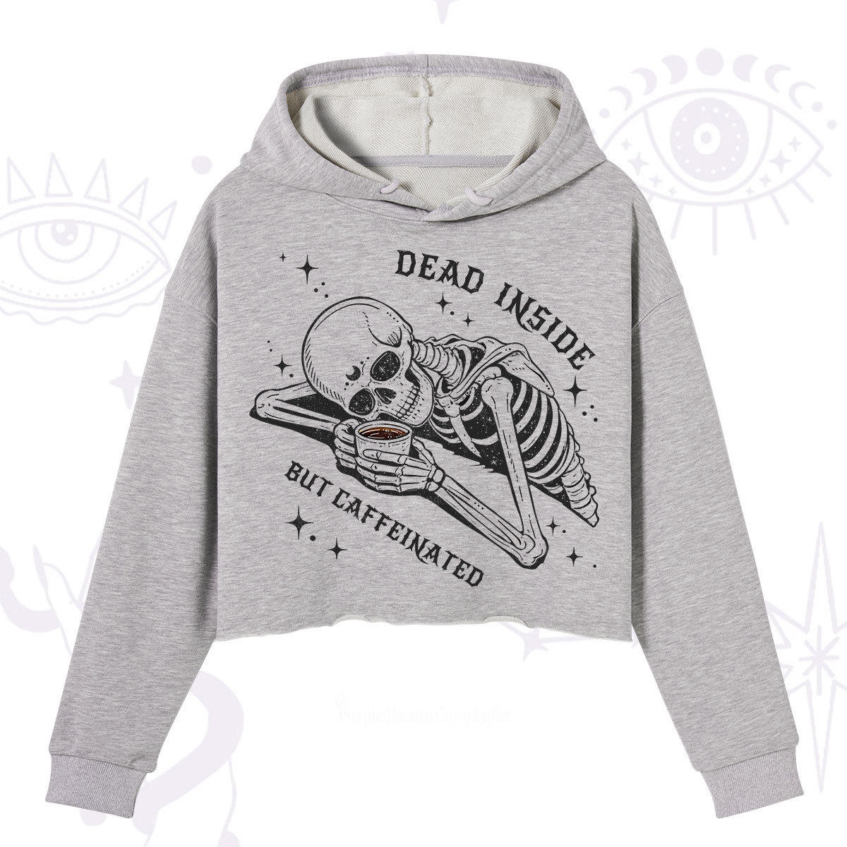 Purplehecate Dead Inside But Caffeinated Crop Hoodie