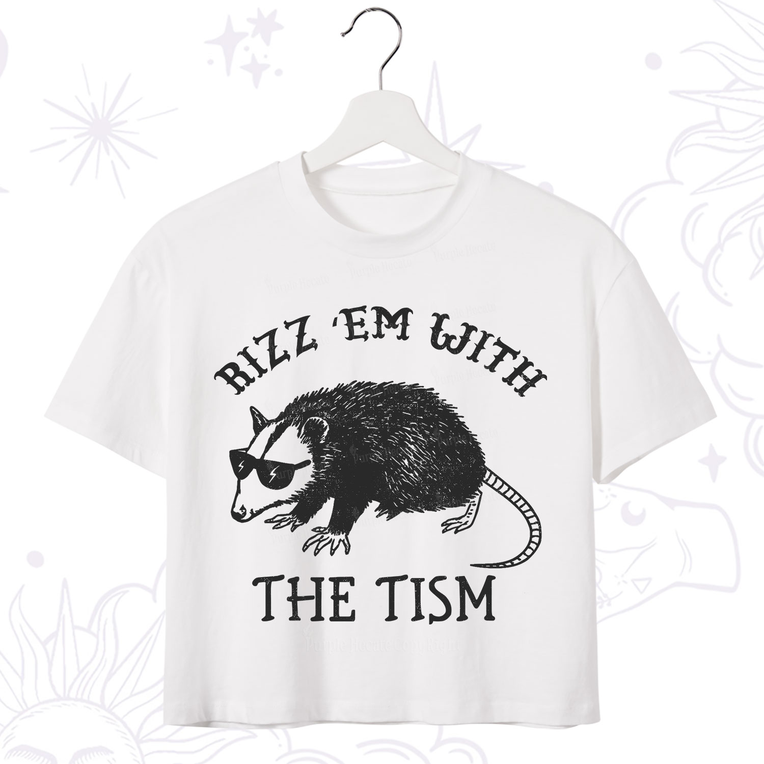 Purplehecate Rizz Em With The Tism Opossum Crop T-Shirt