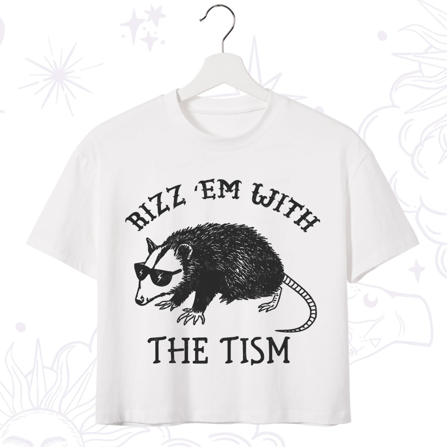 Purplehecate Rizz Em With The Tism Opossum Crop T-Shirt