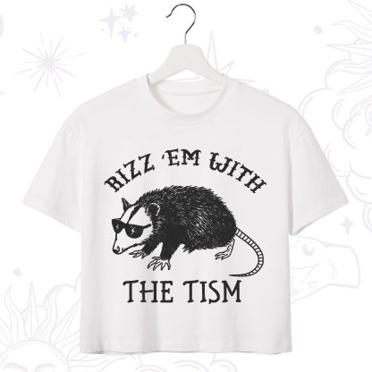 Purplehecate Rizz Em With The Tism Opossum Crop T-Shirt