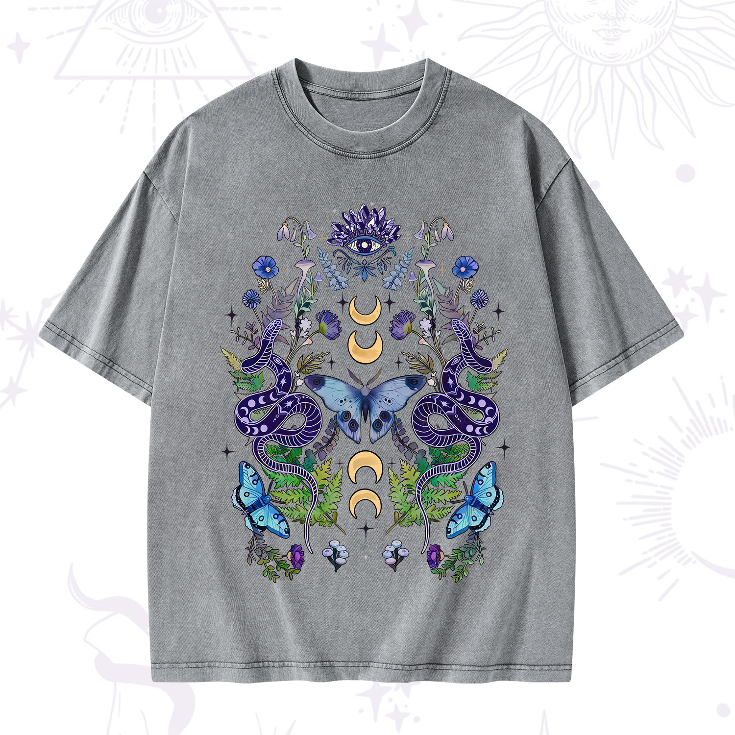 Purplehecate Moon Moth Witchery Washed T-Shirt