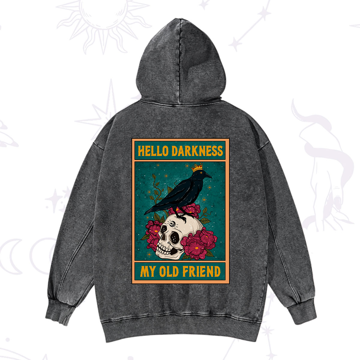 Purplehecate The Hello Darkness My Old Friend Oracle Card Washed Hoodie
