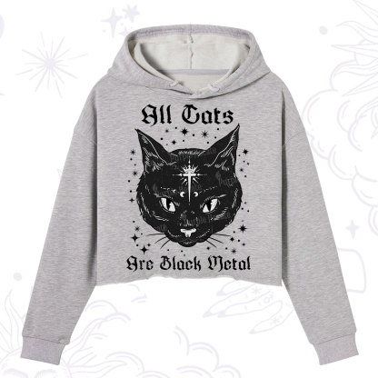 Purplehecate All Cats Are Black Metal Crop Hoodie