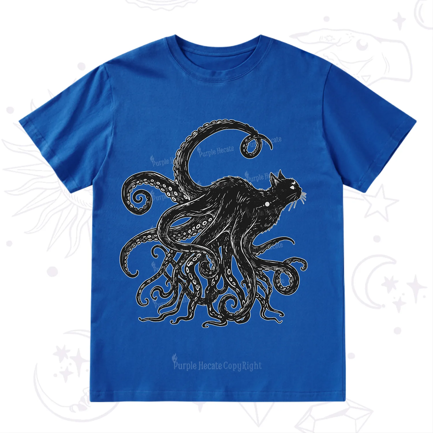 Purplehecate Black Cat with Octopus Tentacles T-Shirt