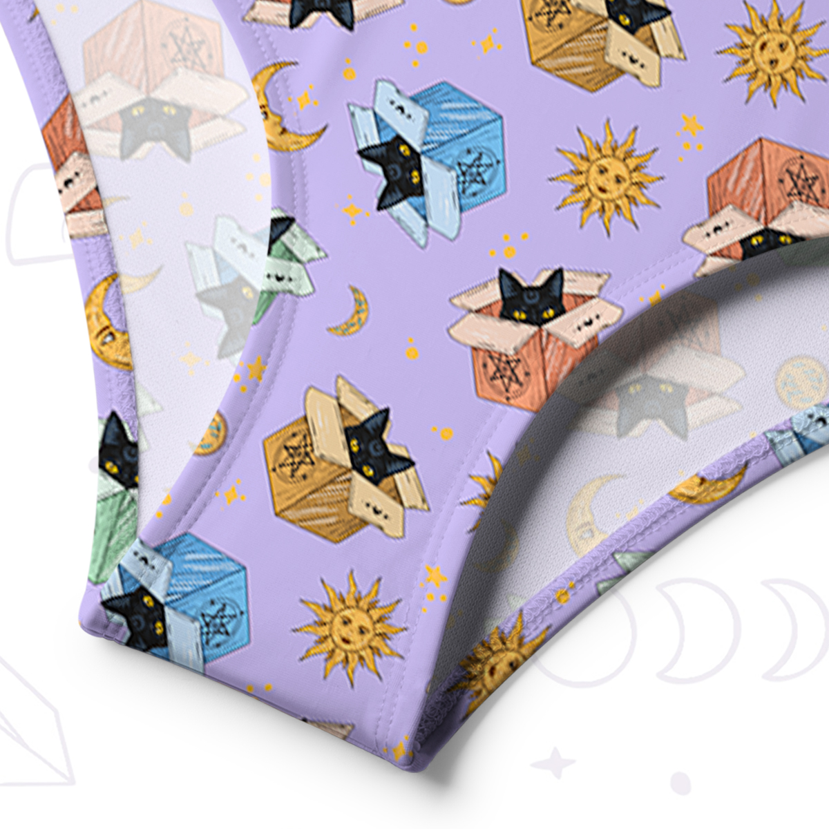 Purplehecate Magical Black Cat One-Shoulder One-Piece Swimsuit