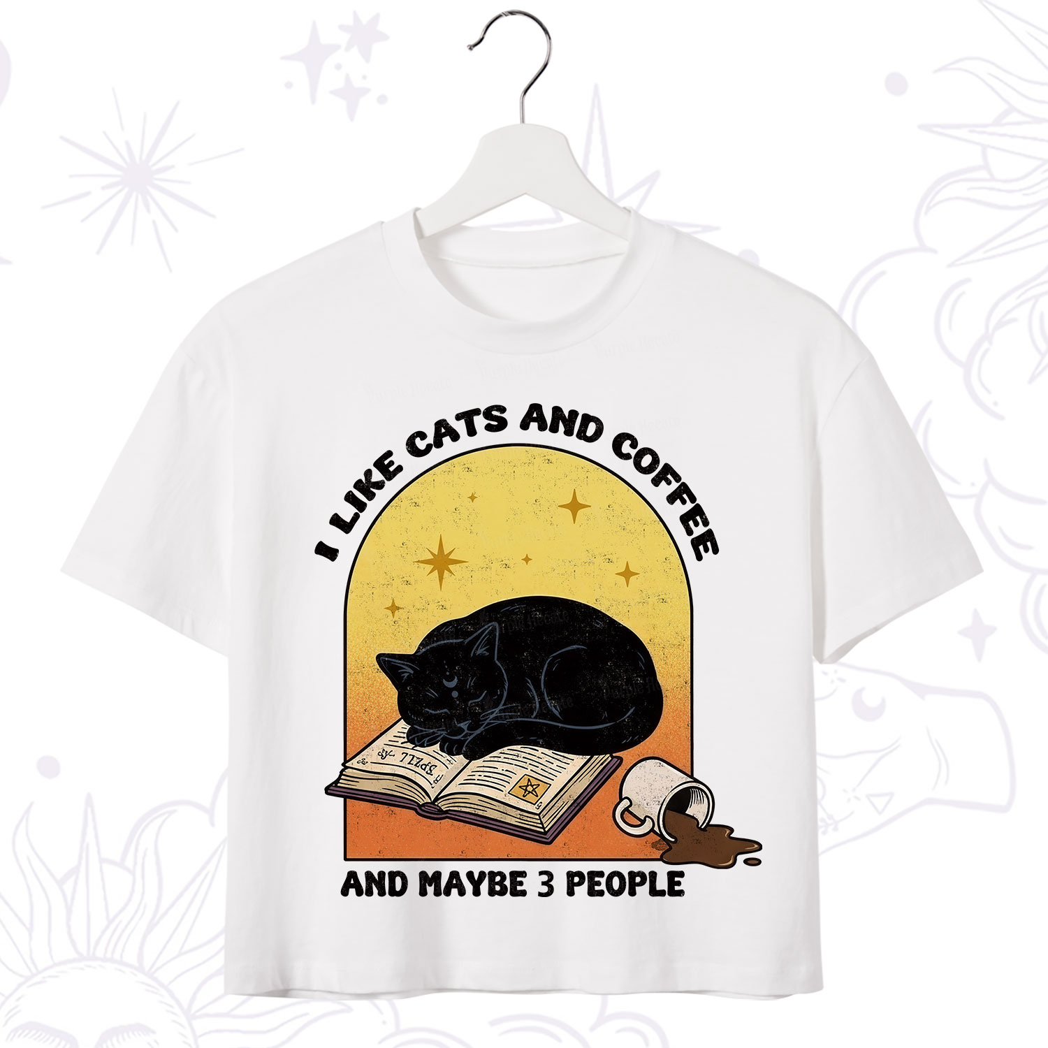 Purplehecate I Like Cats And Coffee Crop T-Shirt