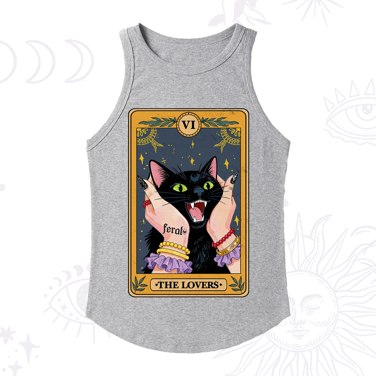Purplehecate The Lovers Tarot Feral Cat Racerback Tank Top