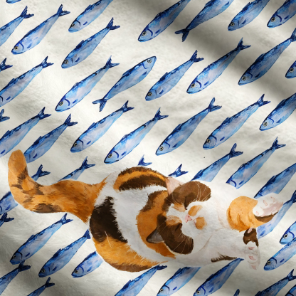 Purplehecate Cat Chasing Fish One Shoulder Sweaters