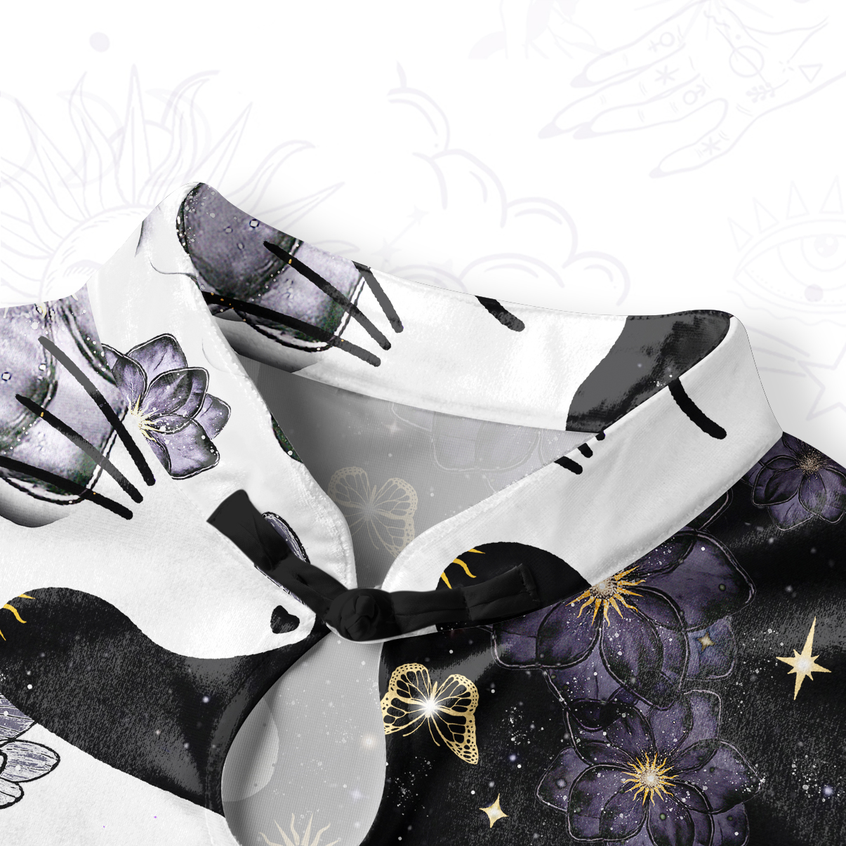 Purplehecate Starlit Cats & Butterflies Velvet Bodycon Dress