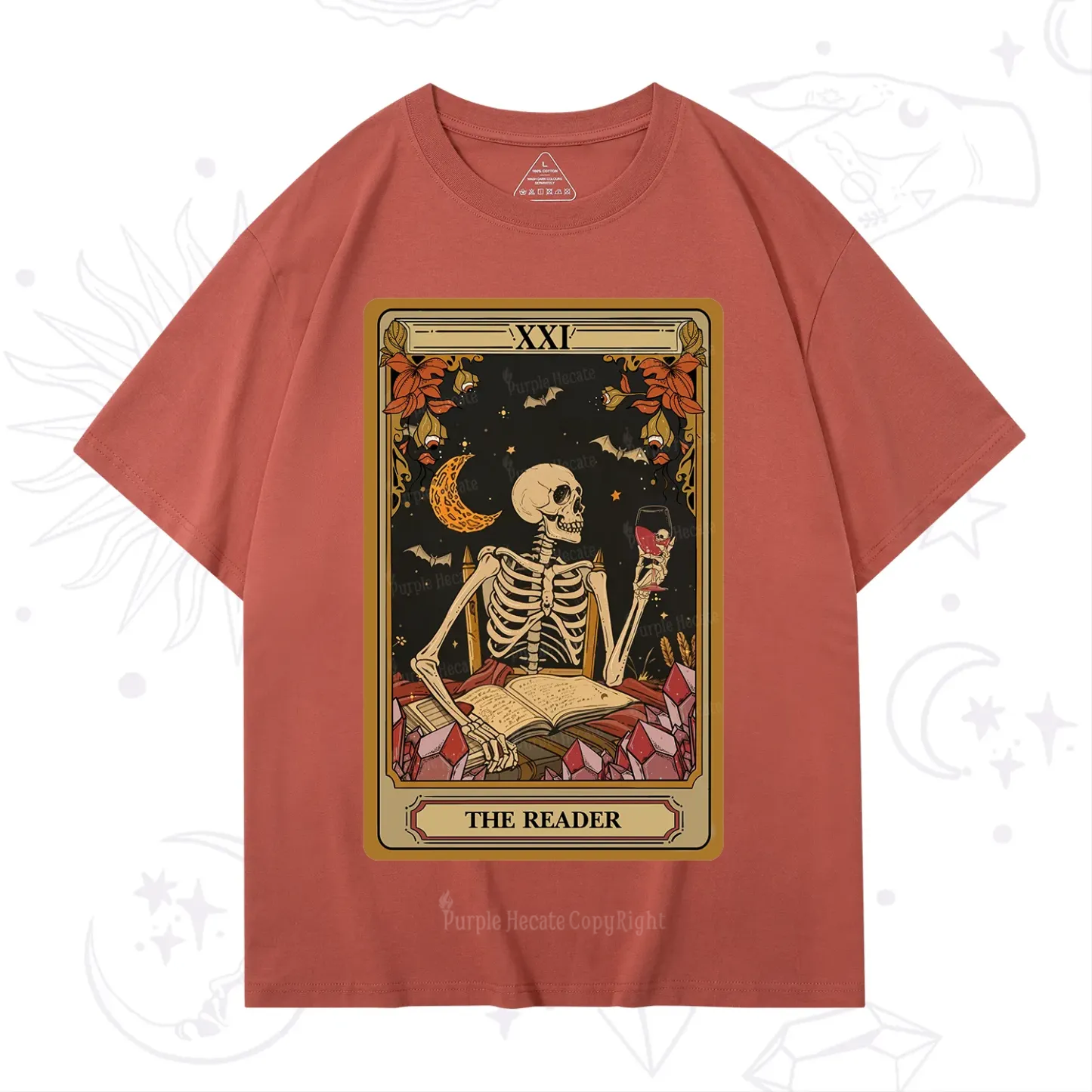 Purplehecate The Reader Tarot Skeleton T-Shirt