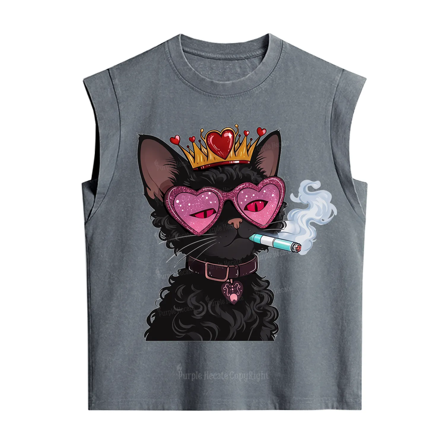 Purplehecate Join the Baddie Era Queen Cat Vintage Washed Tank
