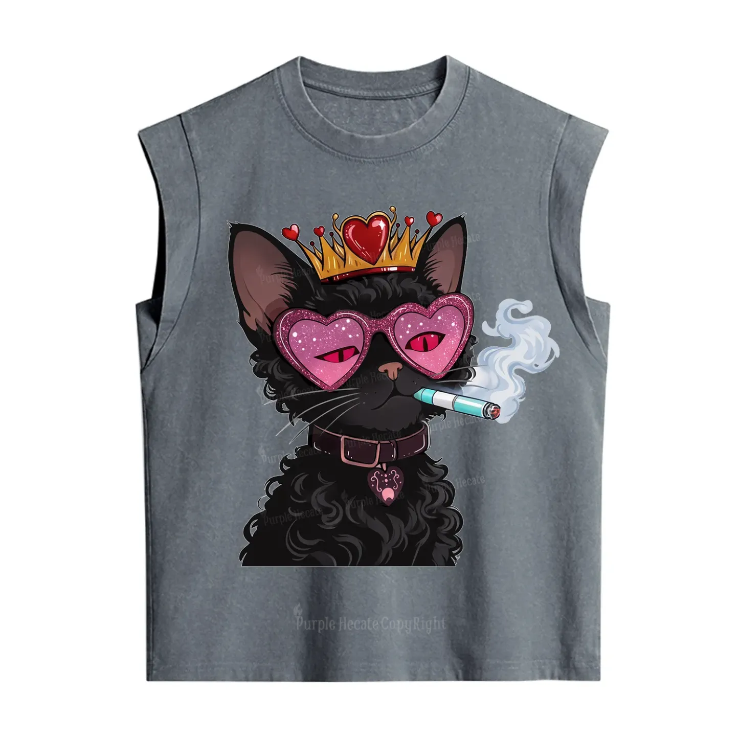 Purplehecate Join the Baddie Era Queen Cat Vintage Washed Tank