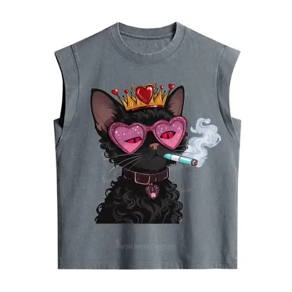 Purplehecate Join the Baddie Era Queen Cat Vintage Washed Tank