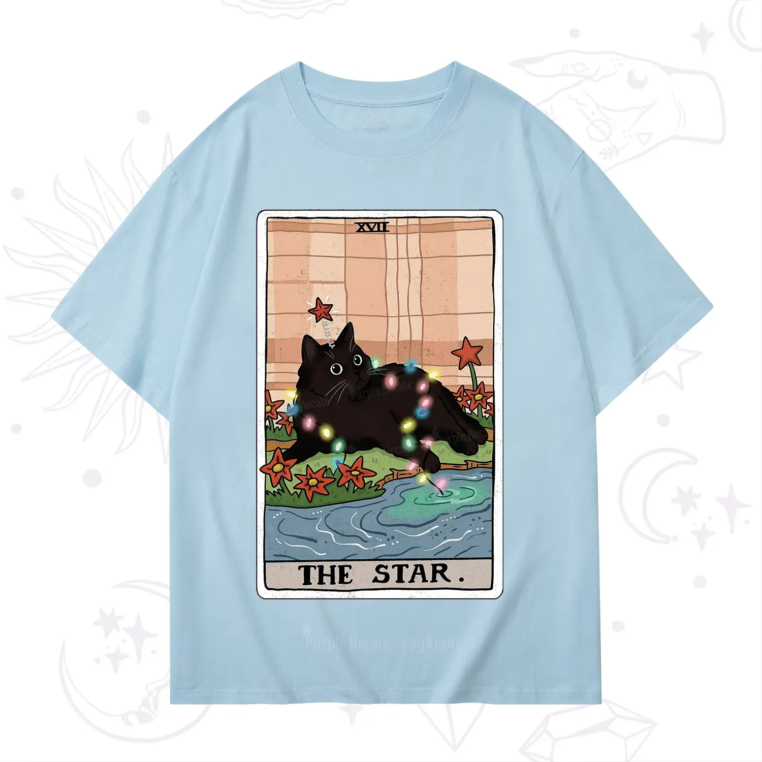 Purplehecate The Star Cat Tarot Card T-Shirt