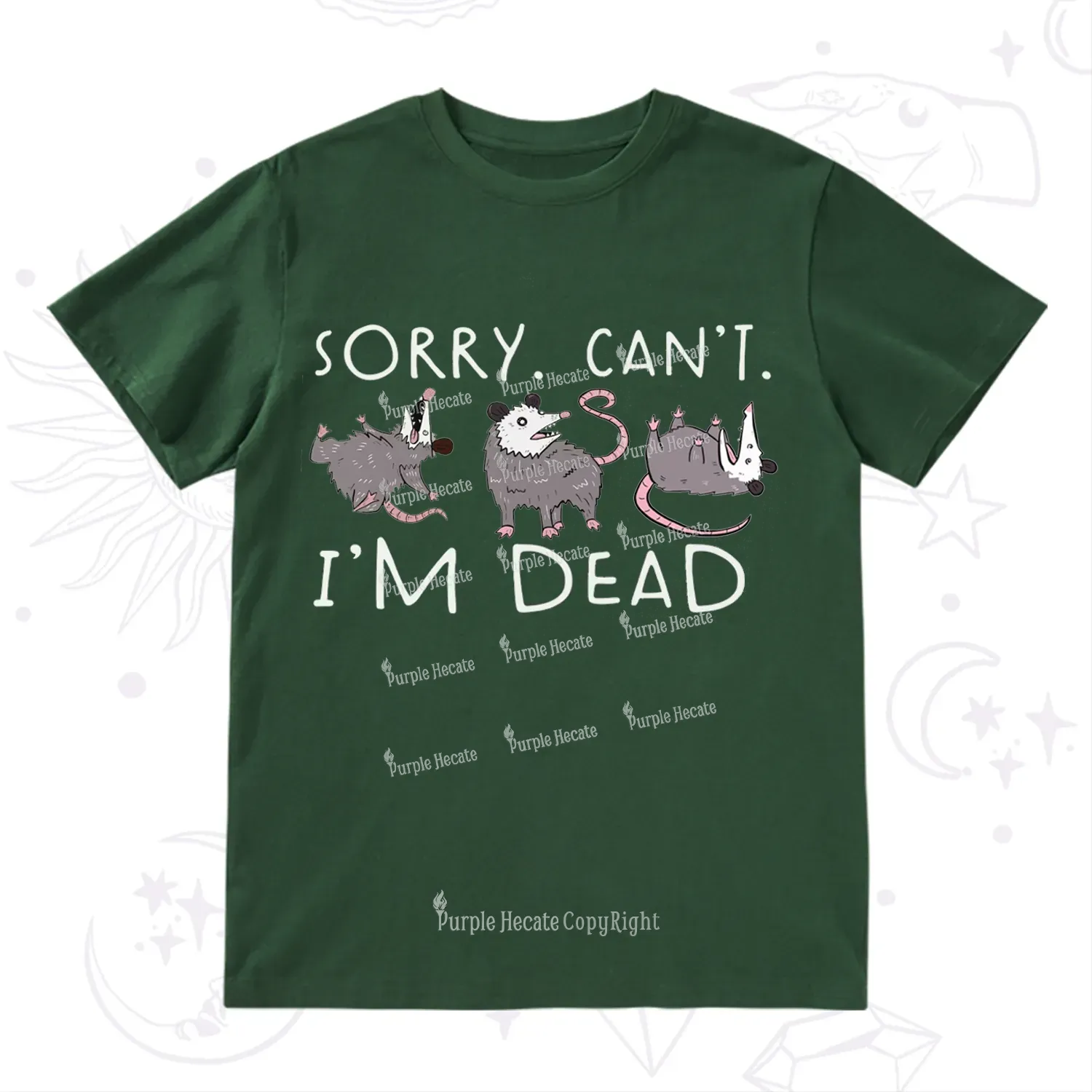 Purplehecate Funny Possum Sorry I Can't I'm Dead T-Shirt