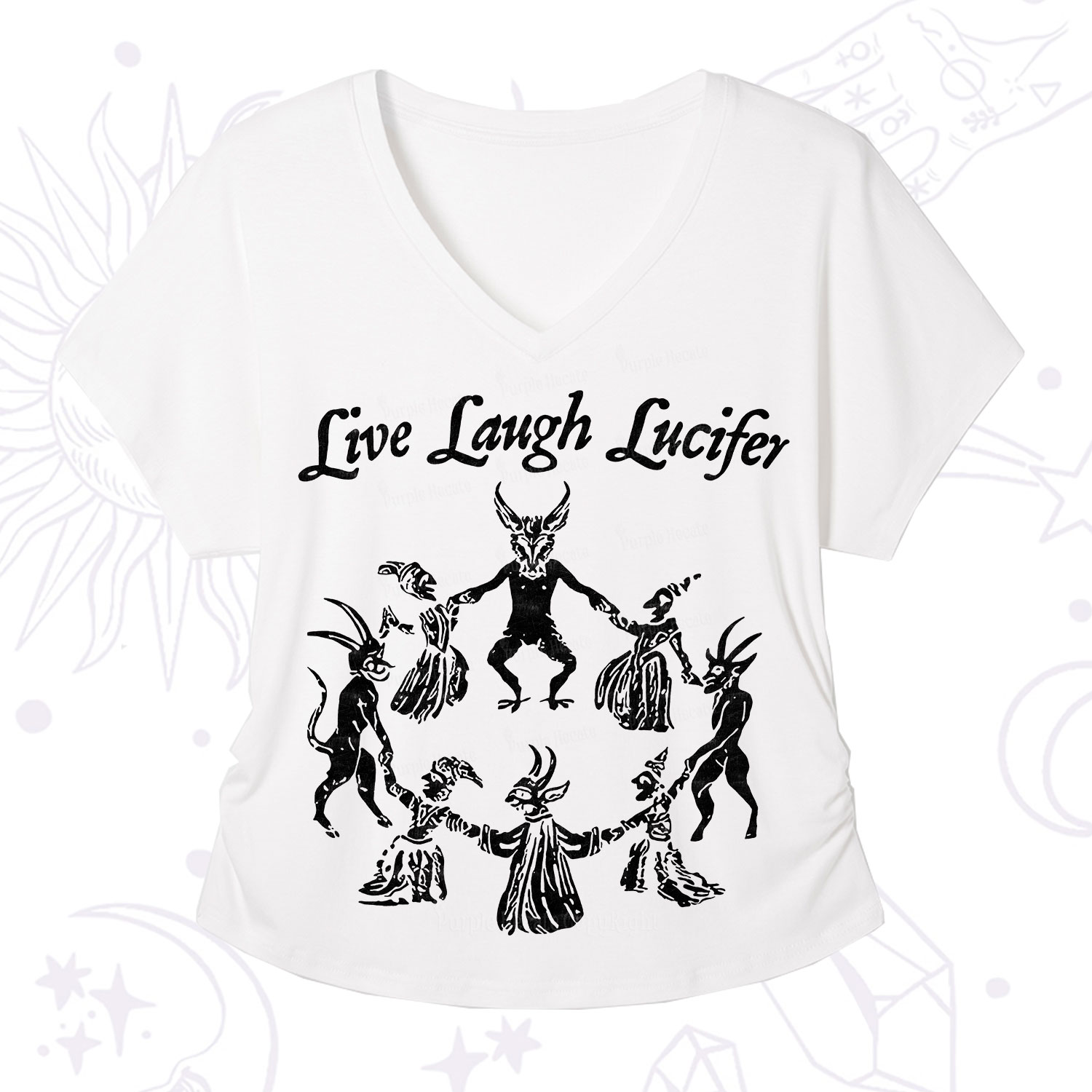 Purplehecate Live Laugh Lucifer V-Neck T-Shirt