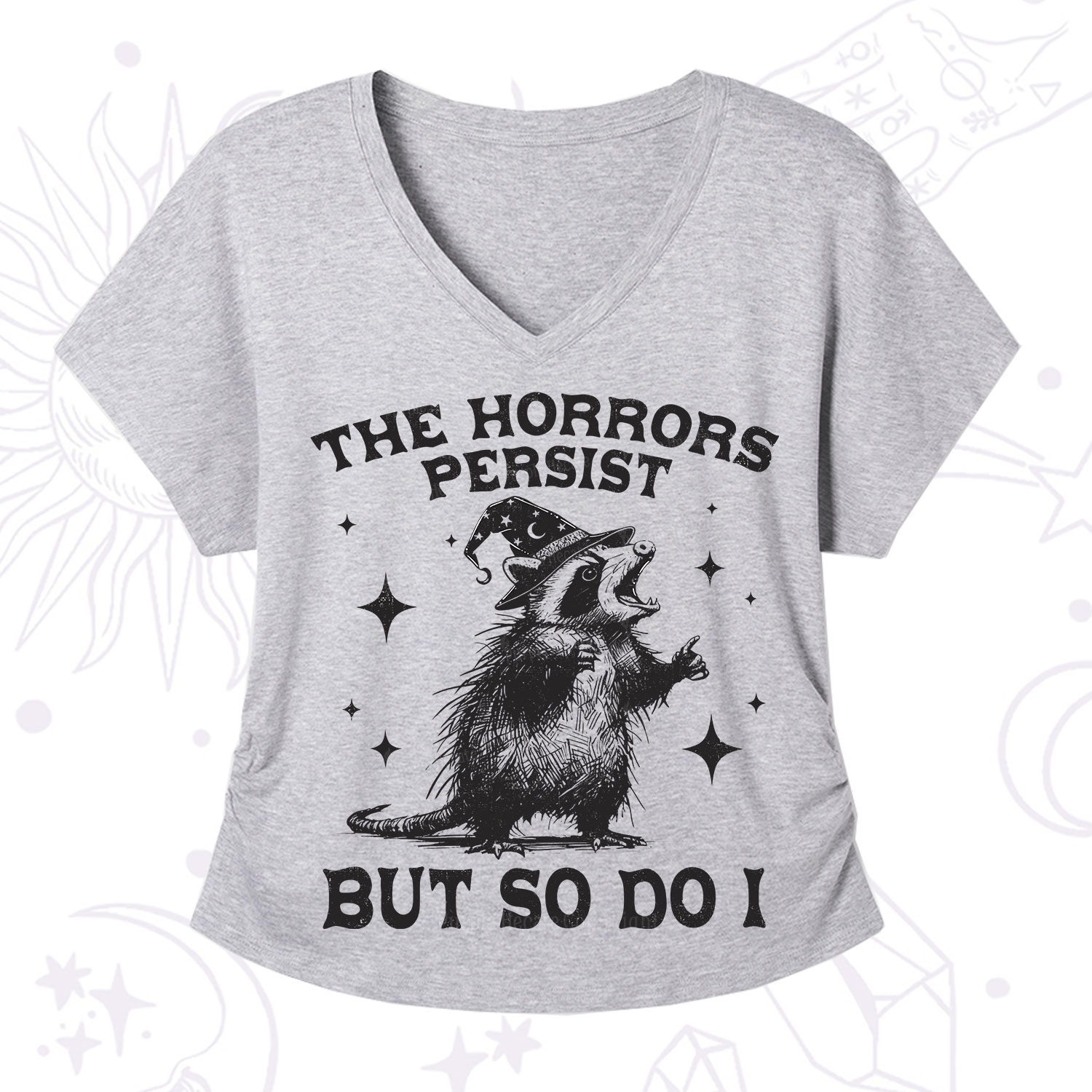 Purplehecate The Horrors Persist But So Do I V-Neck T-Shirt