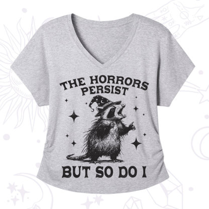 Purplehecate The Horrors Persist But So Do I V-Neck T-Shirt