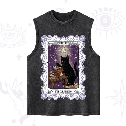 Purplehecate The Reading Cat Tarot Washed Tank