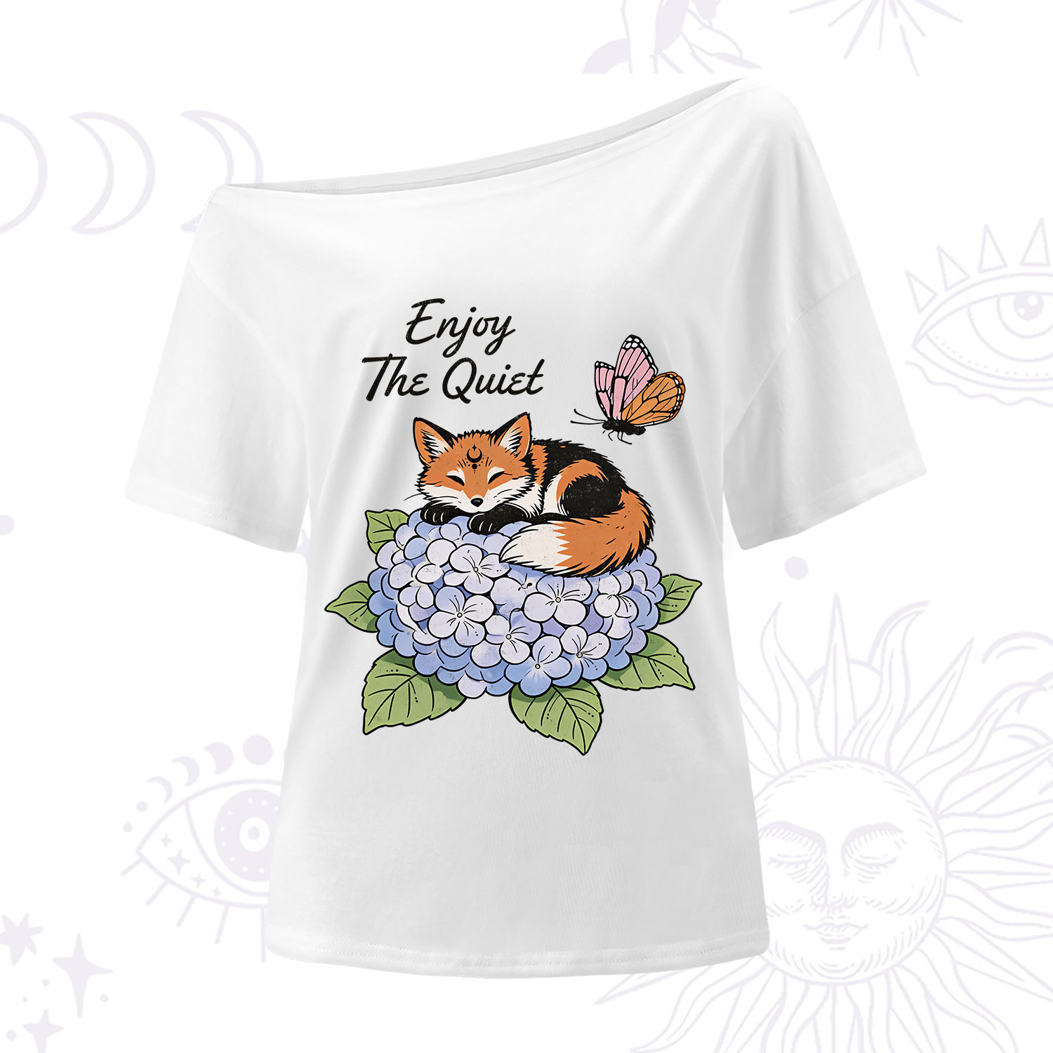 Purplehecate Enjoy The Quiet Fox One Shoulder T-Shirt