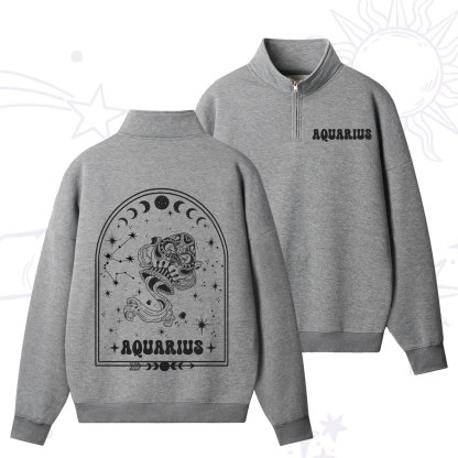 Purplehecate Zodiac Aquarius Under the Stars Zip Fleece Sweatshirt