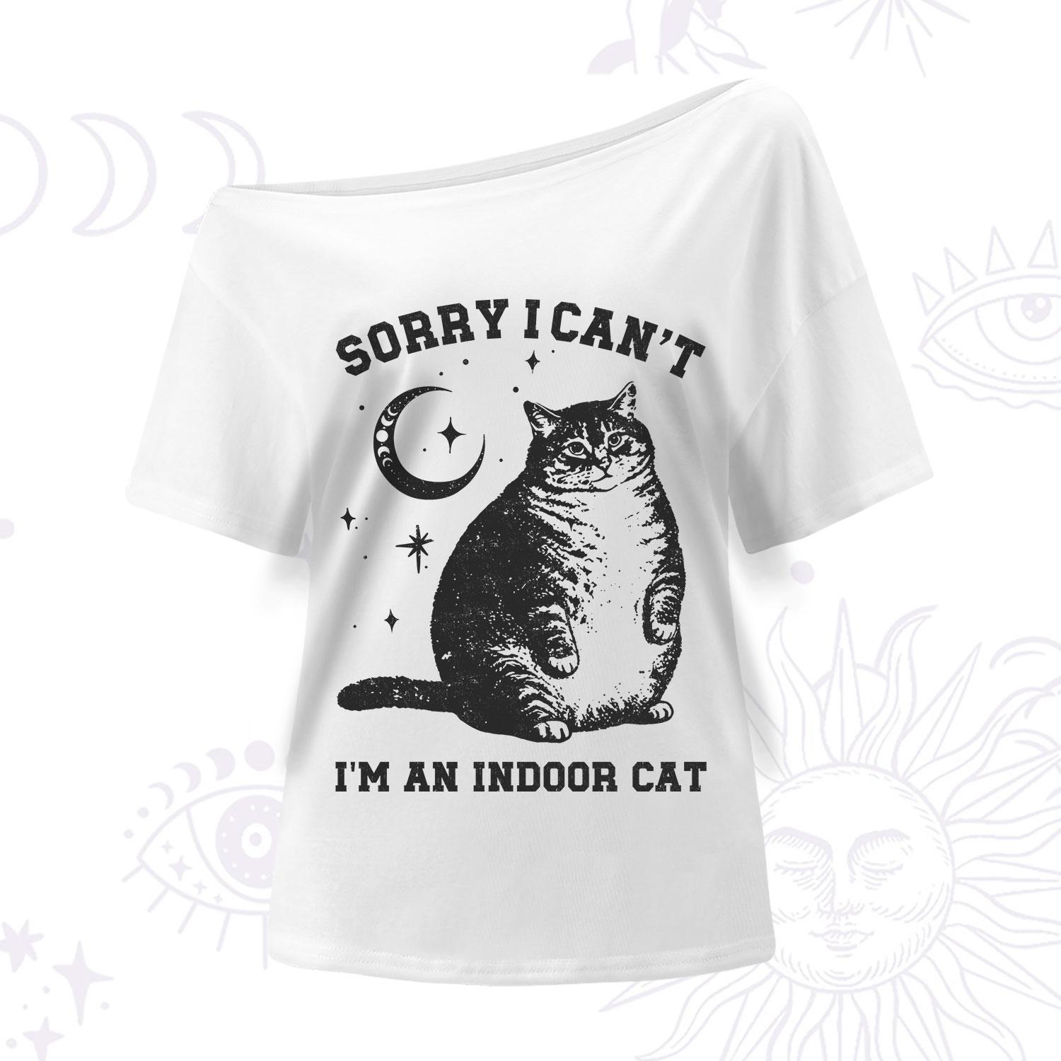 Purplehecate Sorry I Can't Go I'm an Indoor Cat One Shoulder T-Shirt
