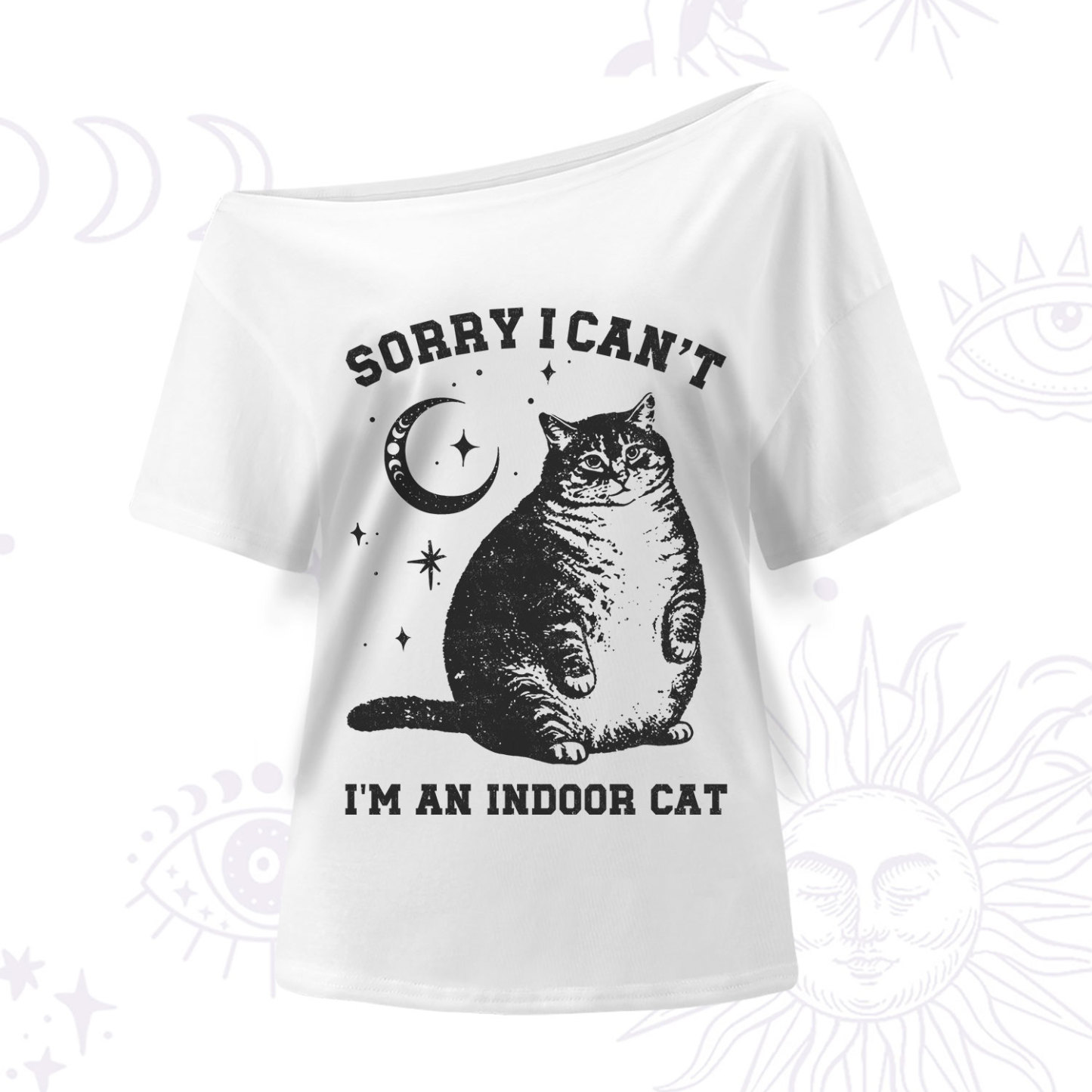 Purplehecate Sorry I Can't Go I'm an Indoor Cat One Shoulder T-Shirt