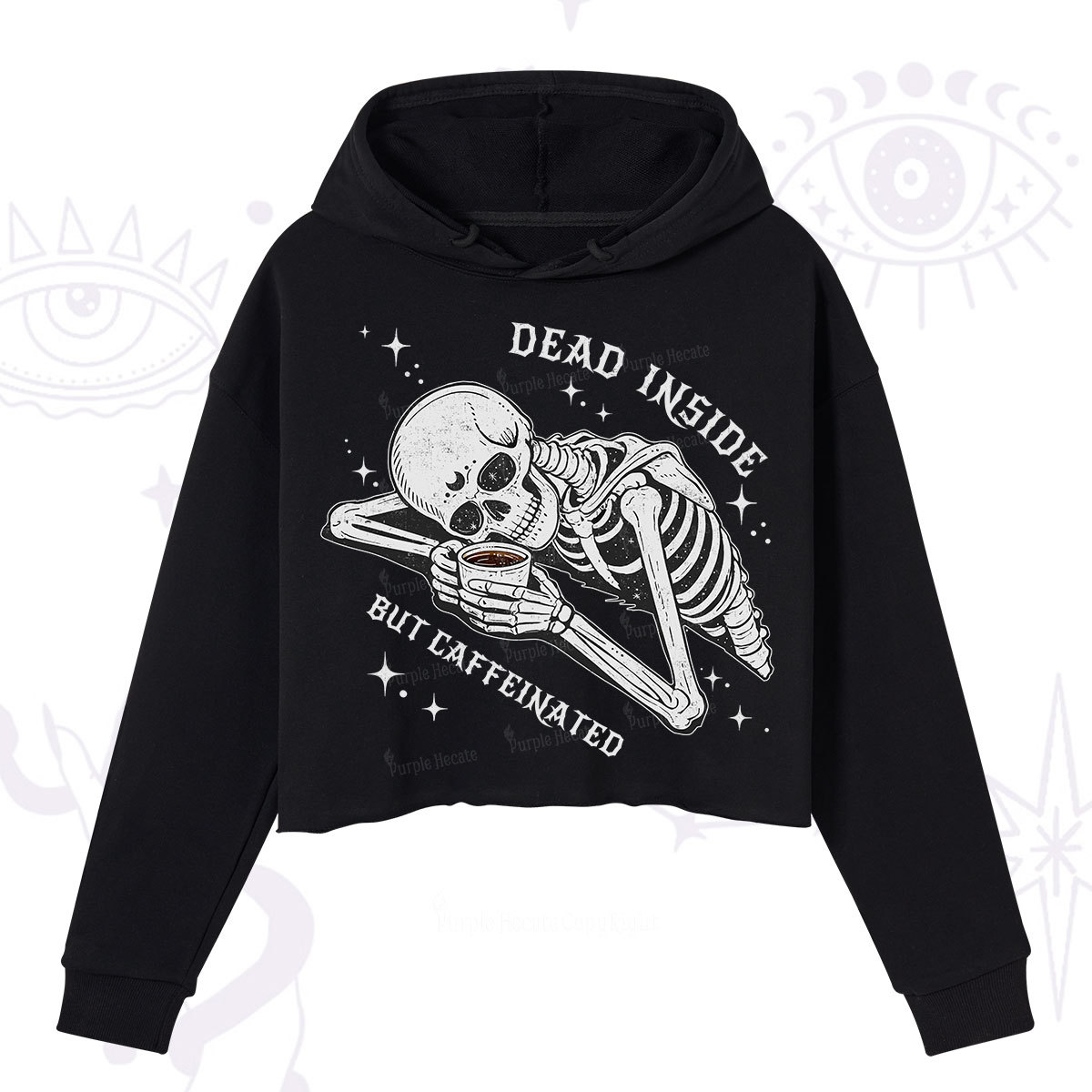 Purplehecate Dead Inside But Caffeinated Crop Hoodie