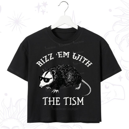 Purplehecate Rizz Em With The Tism Opossum Crop T-Shirt