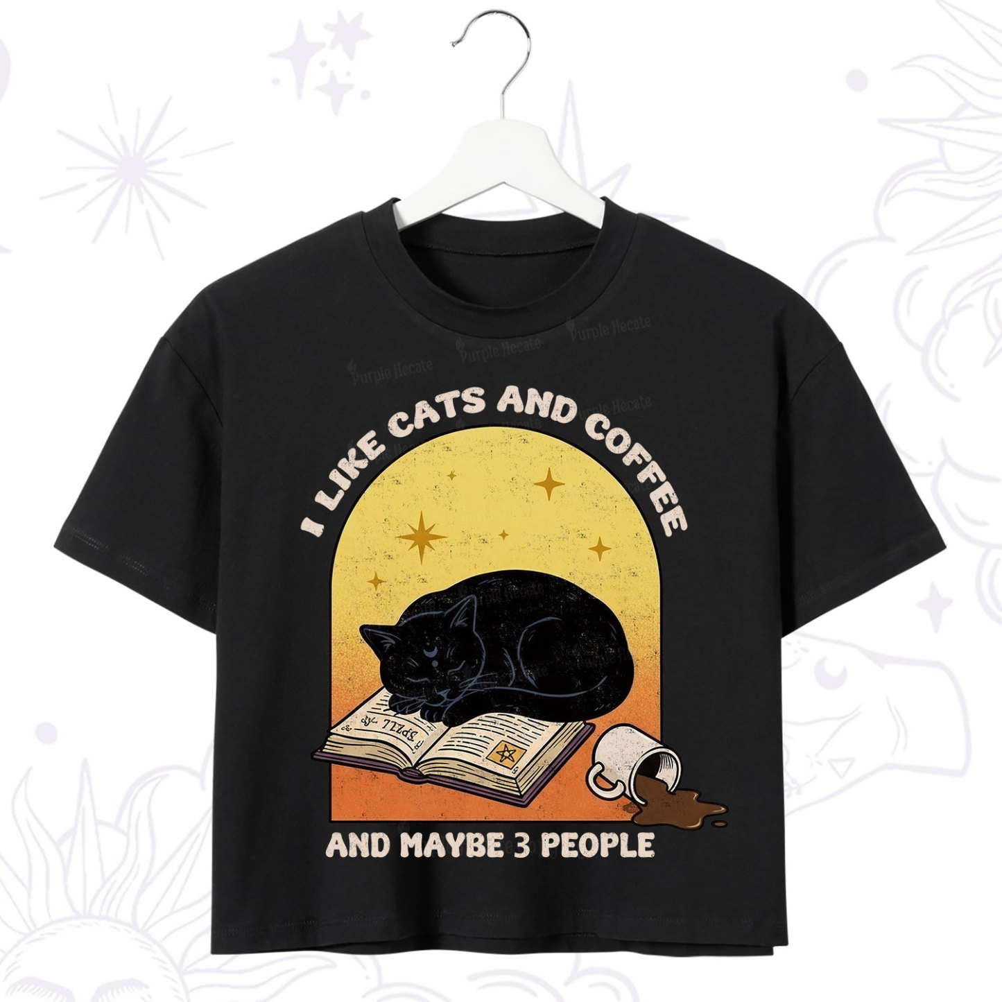 Purplehecate I Like Cats And Coffee Crop T-Shirt