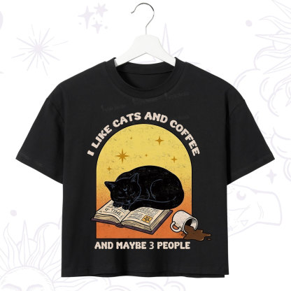 Purplehecate I Like Cats And Coffee Crop T-Shirt