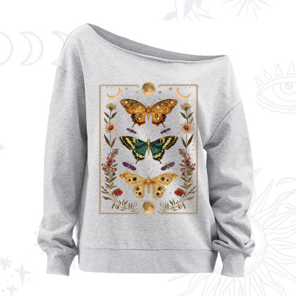 Purplehecate Sun and Moon Butterfly Off The Shoulder Sweatshirt