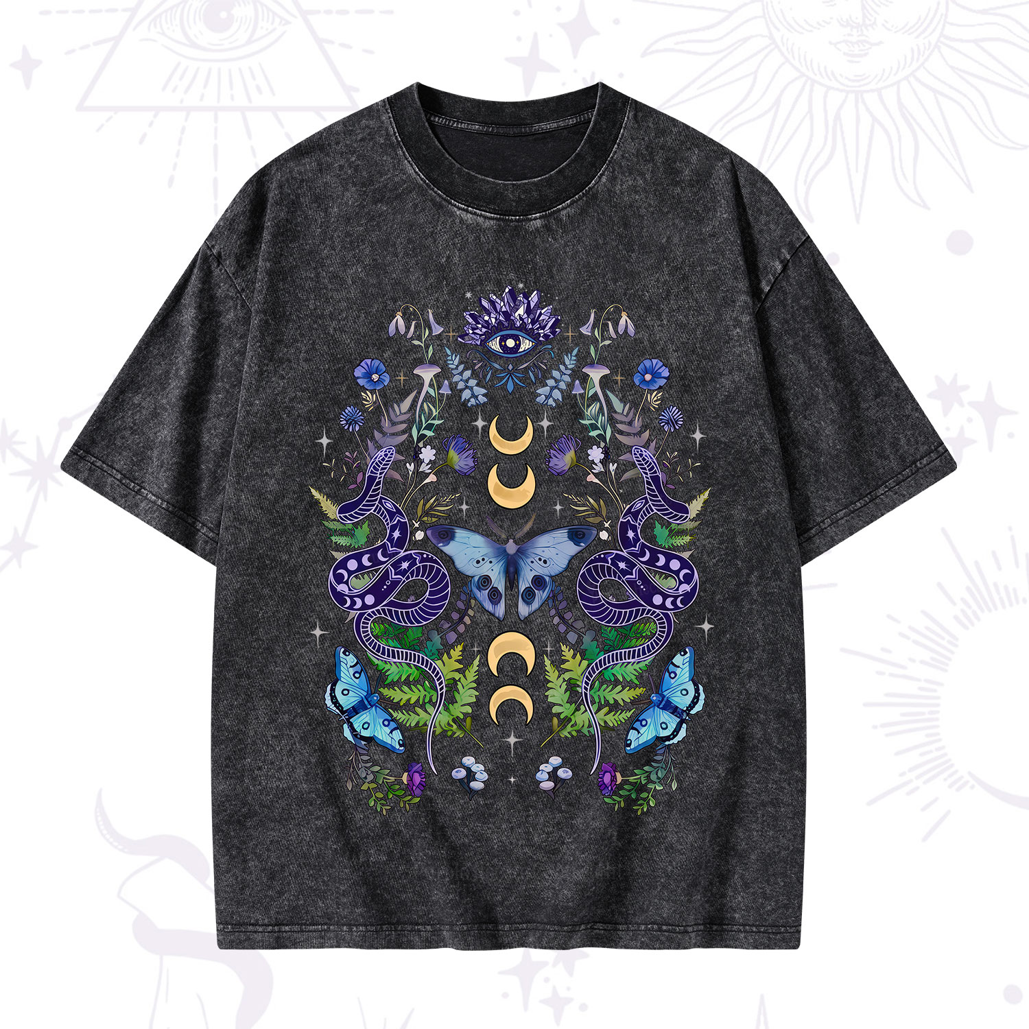 Purplehecate Moon Moth Witchery Washed T-Shirt