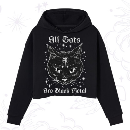 Purplehecate All Cats Are Black Metal Crop Hoodie