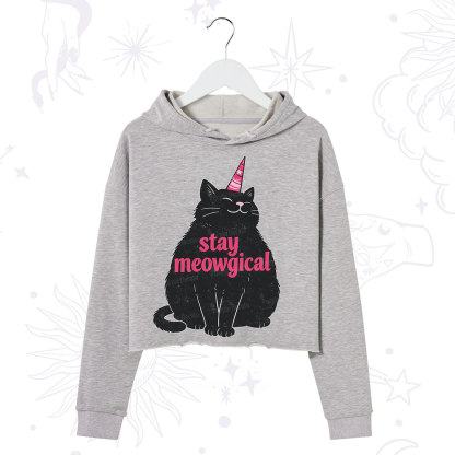 Purplehecate Stay Meowgical Crop Hoodie