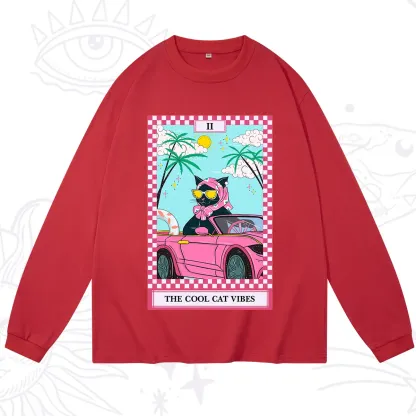 Purplehecate The Cool Cat Vibes Tarot Long Sleeve T-Shirt