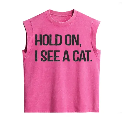 Purplehecate Hold on I See A Cat Vintage Washed Tank