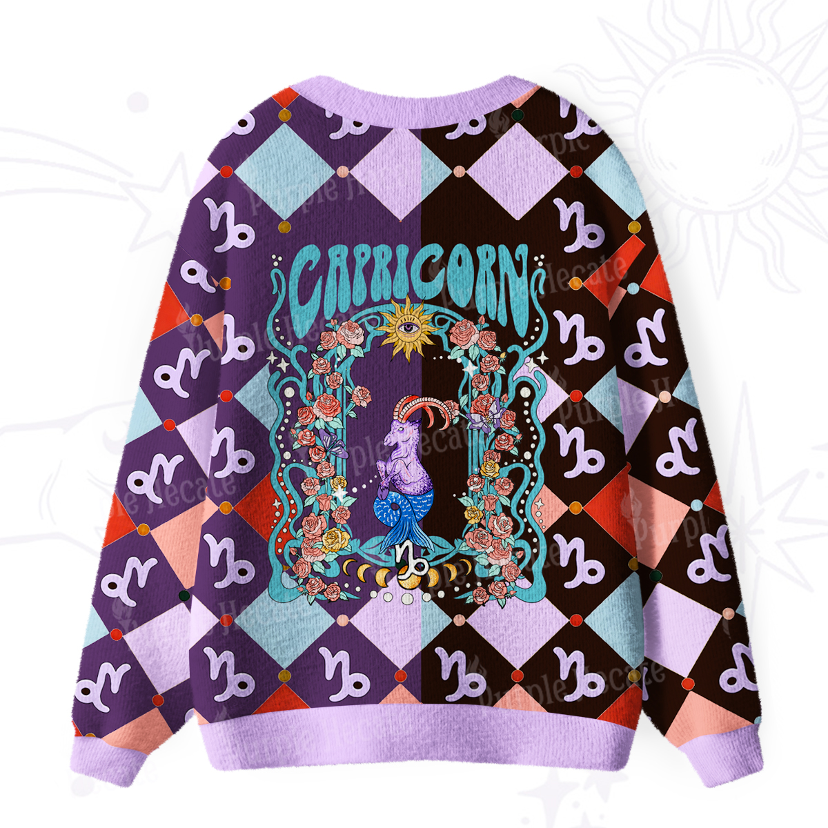 Purplehecate Capricorn Spirit Zodiac Ugly Cardigan Sweaters