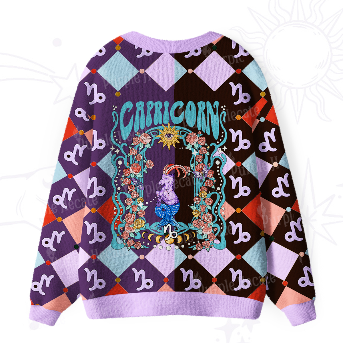 Purplehecate Capricorn Spirit Zodiac Ugly Cardigan Sweaters