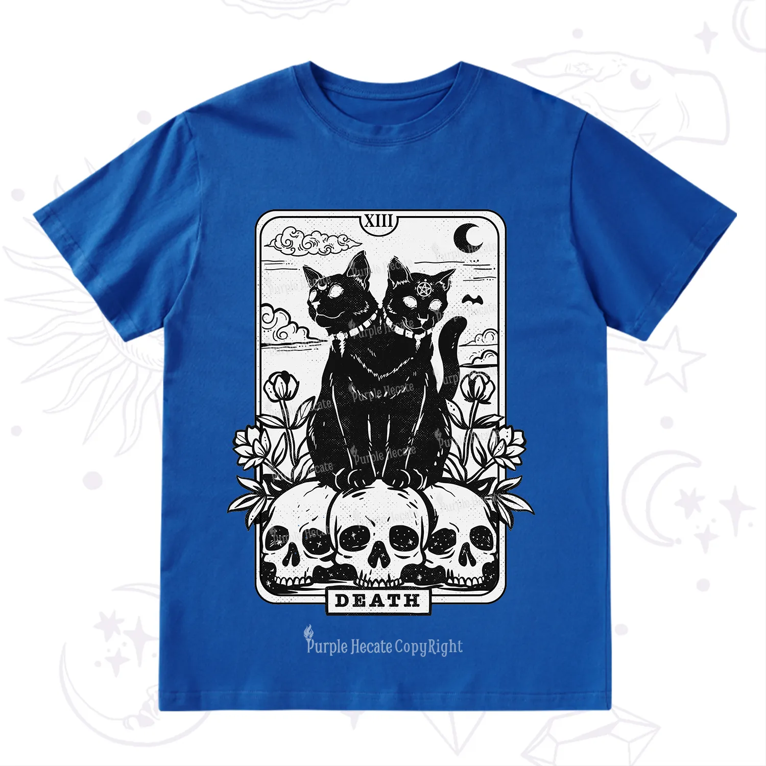 Purplehecate The Black Cat Death Tarot Card T-Shirt