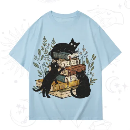 Purplehecate Enchanted Library Three Black Cats T-Shirt