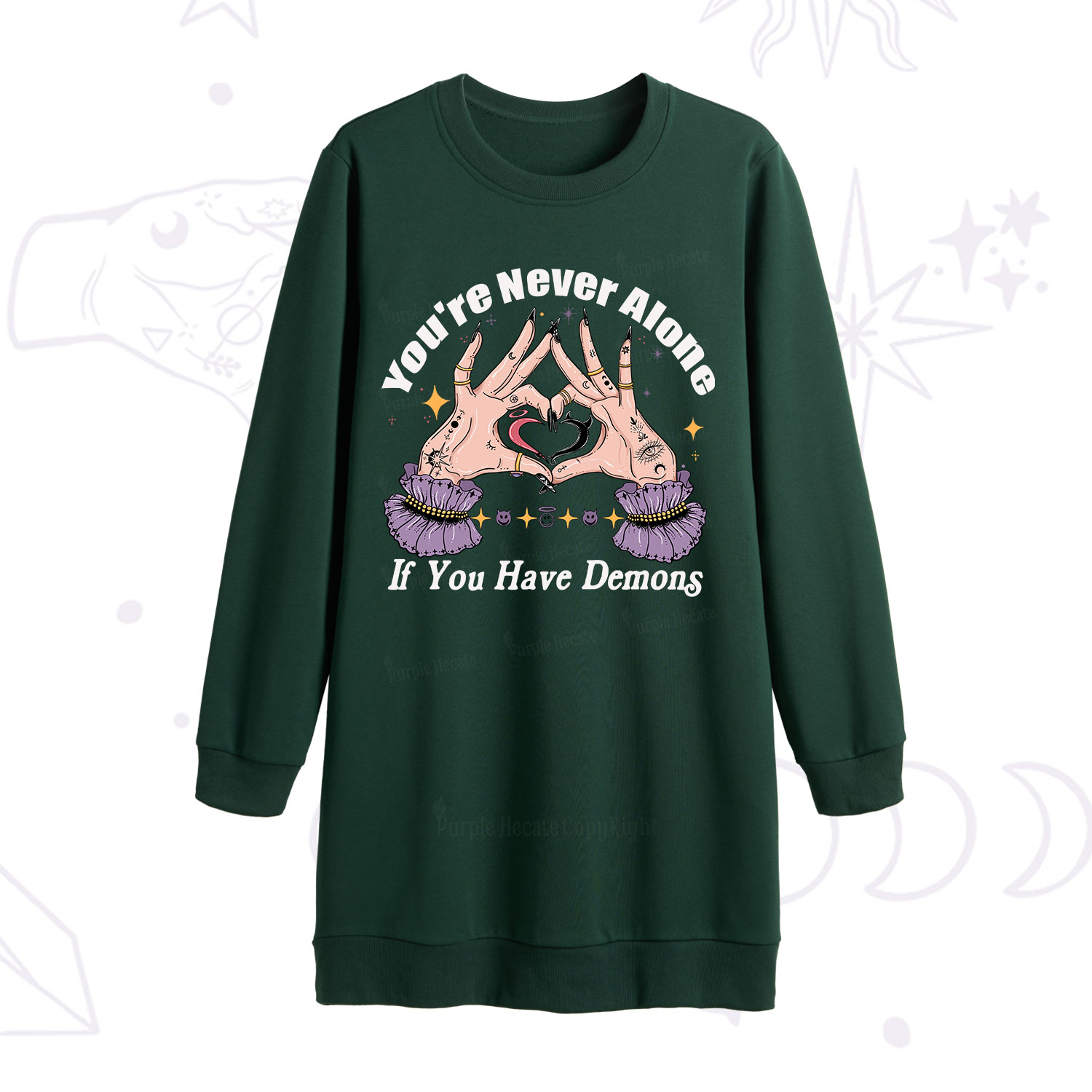 Purplehecate You're Never Alone If You Have Demons Sweatshirt Dress