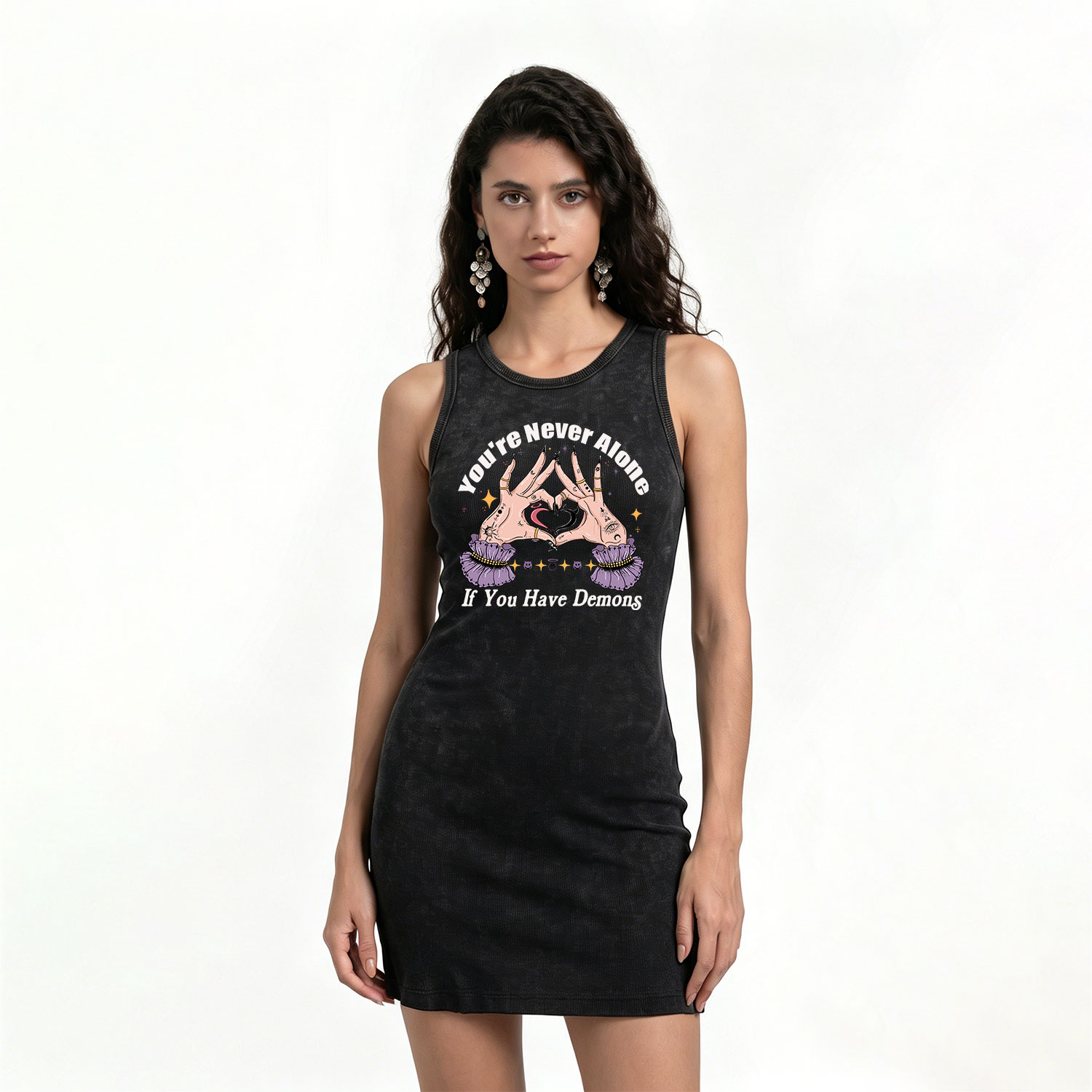 Purplehecate You're Never Alone If You Have Demons Vintage Bodycon Tank Dress