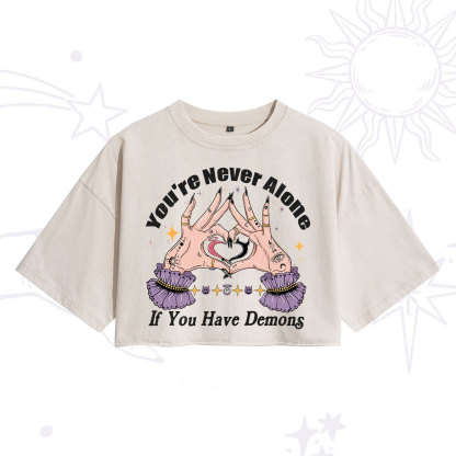 Purplehecate You're Never Alone If You Have Demons Washed Cropped T-Shirt