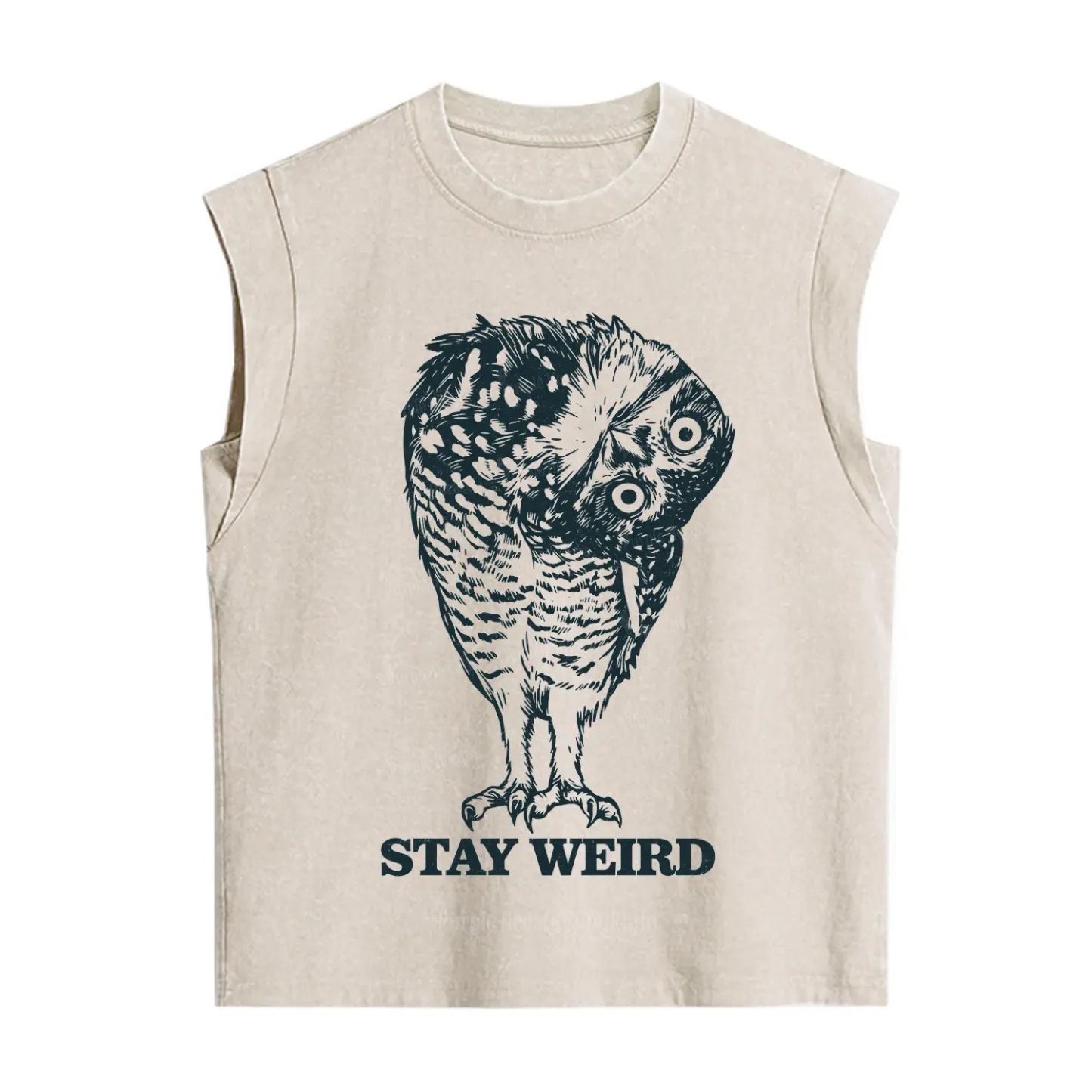 Purplehecate Stay Weird Innocent Owl Vintage Washed Tank