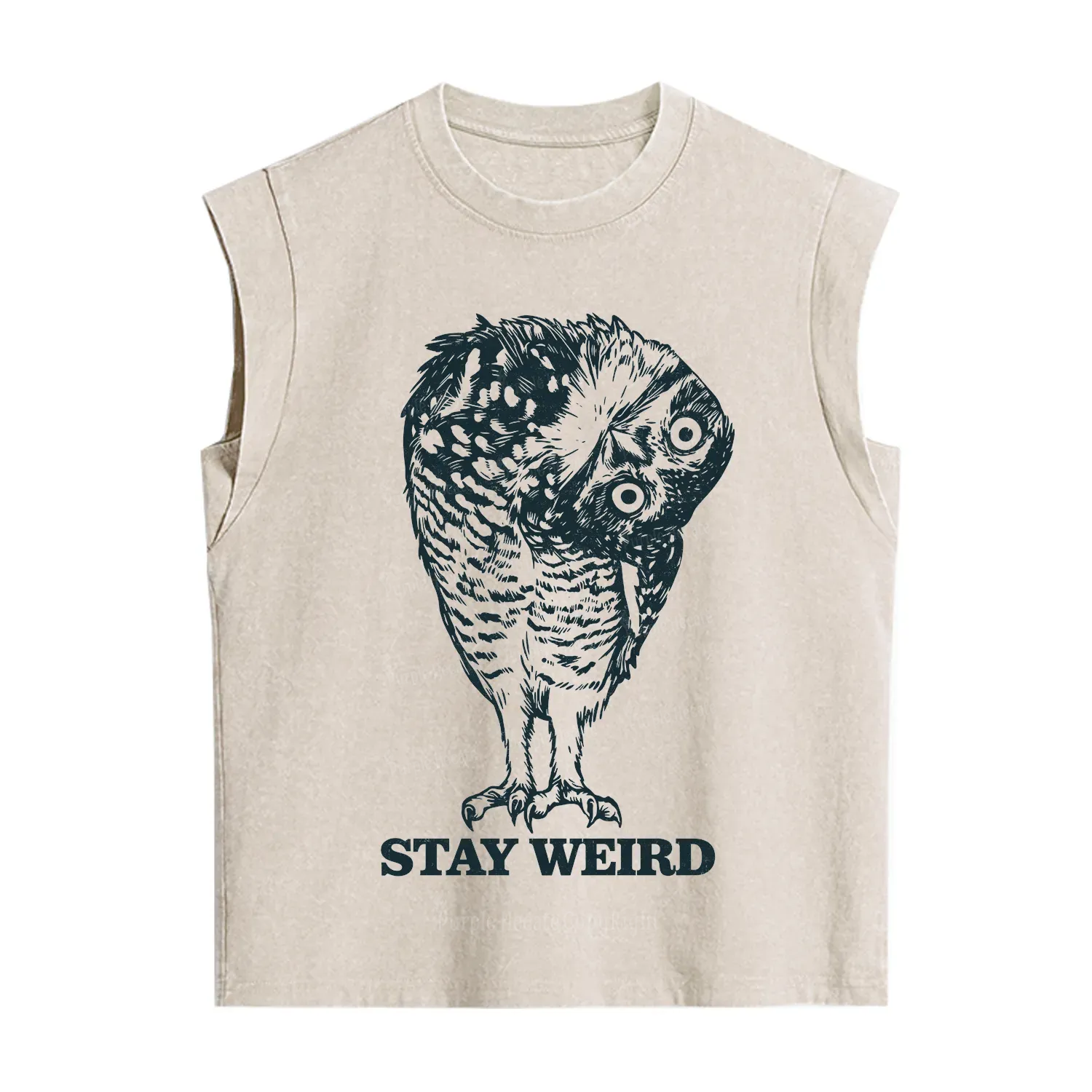Purplehecate Stay Weird Innocent Owl Vintage Washed Tank