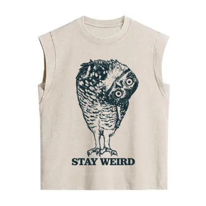 Purplehecate Stay Weird Innocent Owl Vintage Washed Tank